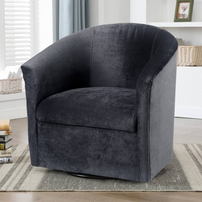 Microfiber Upholstered Swivel Chair W/ Hardwood Frame & Swivel Base