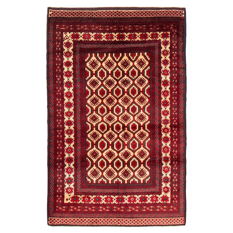 Teimani Cream, Red Rug 3'6" x 5'8" - 3'6 x 5'8 - Cream/ Red - 3'6 x 5'8