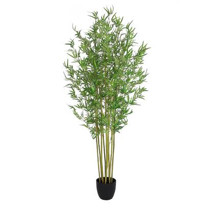 6.5 ft Artificial Bamboo Tree Plant in Black Pot - 78" H x 30" W x 30" DP