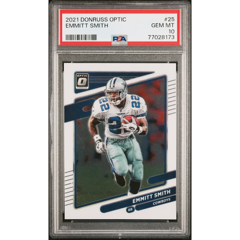Emmitt Smith 2021 Panini Donruss Optic Football Card #25 Graded PSA 10 - 8'6" x 11'6"