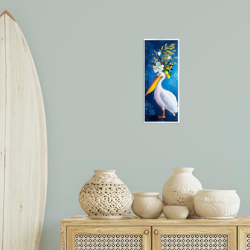 Stupell Floral Pelican over Damask Wall Plaque Art Design By Heather Gauthier