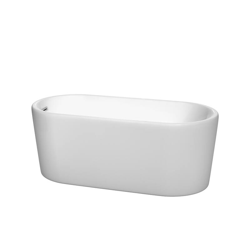 Wyndham Collection Ursula 59" Free Standing Acrylic Soaking Tub with - White / Polished Chrome Trim