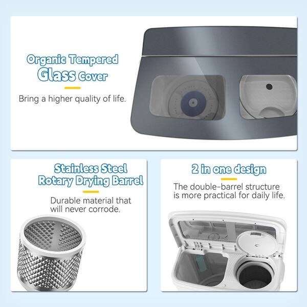 Portable Mini Compact Twin Tub 15lbs Washing Machine Washer Bed Bath