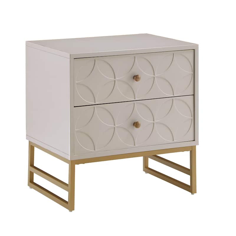 Luna Arched Diamond 2- Drawer Gold Metal End Table by iNSPIRE Q Bold - White