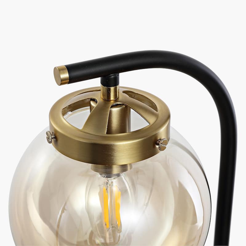 Set of 2 Bulbs Required Light Black Plug in Swing Arm Wall Lamps with Globe Shade and 72 in Cord for Living Room - 5.9''