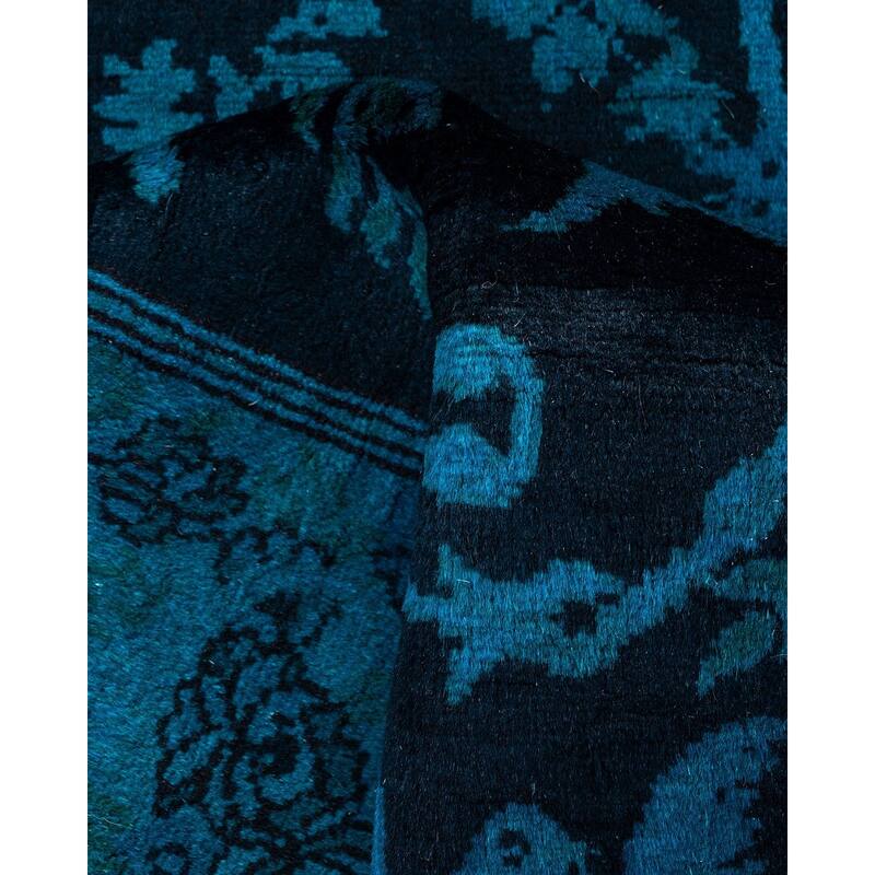 Fine Vibrance, One-of-a-Kind Hand-Knotted Runner Rug - Black, 2' 6" x 8' 7" - 2' 6" x 8' 7"