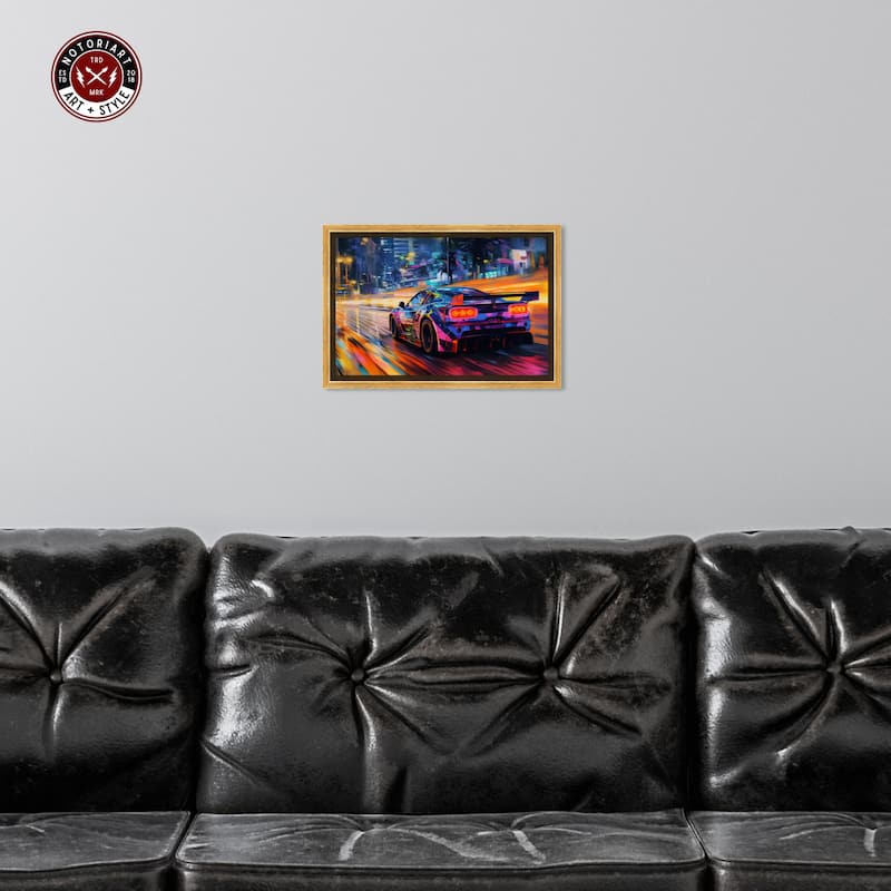 Notoriart Night Drive Vibes Framed Car 1 Piece Canvas Wall Art
