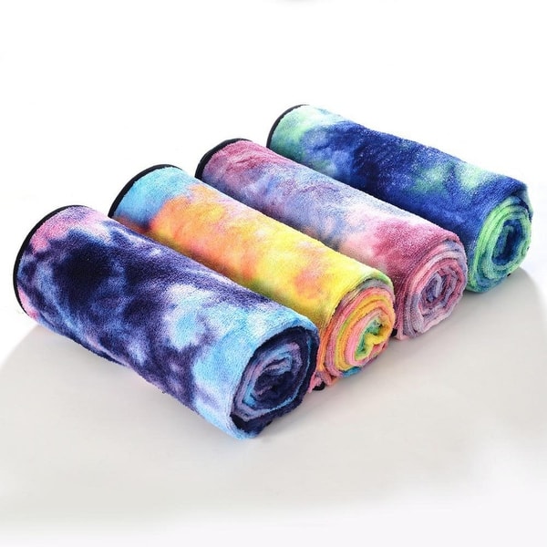 Tie Dye Yoga Mat Towel with Slip-Resistant Grip Dots - On Sale