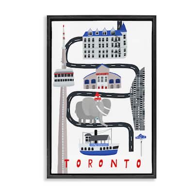 Stupell Toronto Whimsical Travel City Framed Floater Canvas Wall Art Design By Carla Daly