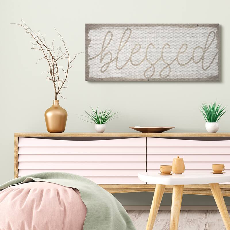 Stupell Charming Blessed Quote Wood Grain Pattern Canvas Wall Art