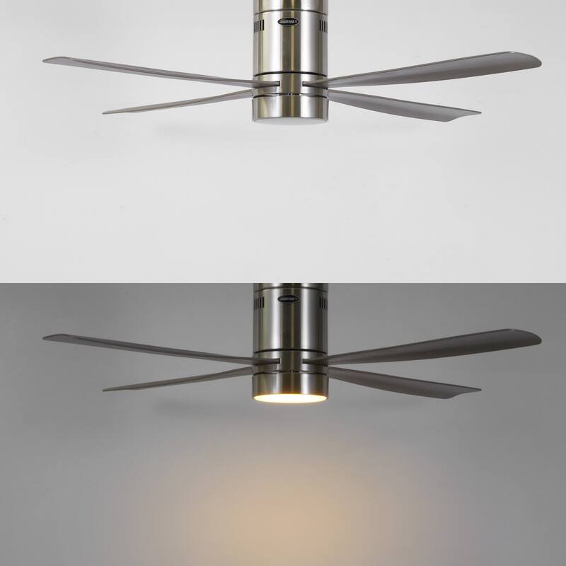 Remy 52" 1-Light Contemporary Iron/Acrylic Mobile-App/Remote-Controlled 6-Speed Integrated LED Ceiling Fan, by JONATHAN Y