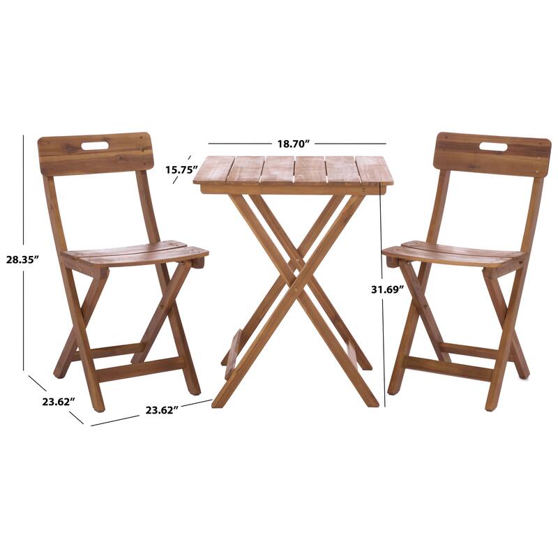 SAFAVIEH Outdoor Living Austin 3-piece Bistro Set - 16"W x 19"D x 32"H