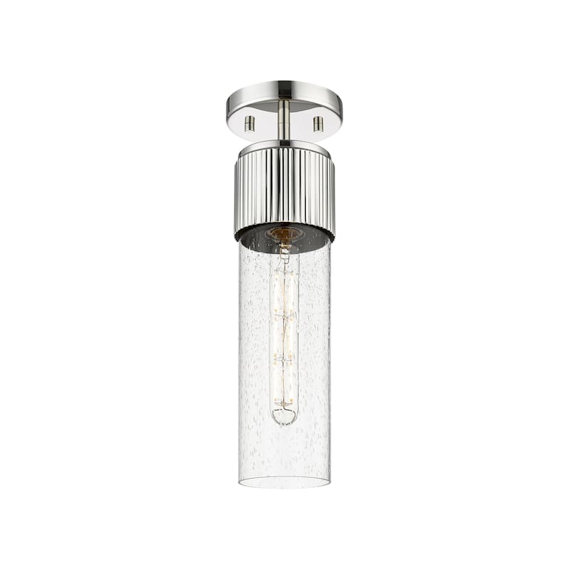 Innovations Lighting Bolivar - 1 Light 12" Flush Mount - Polished Nickel/Seedy