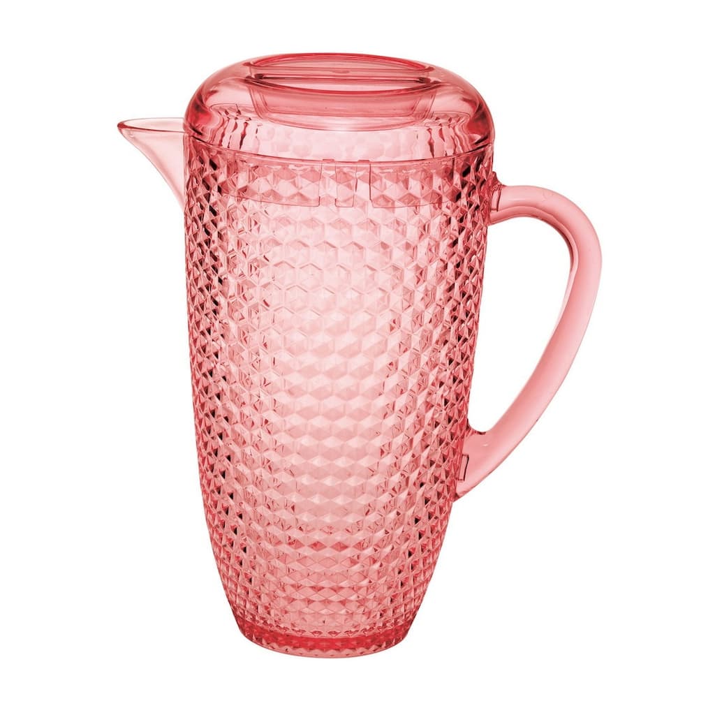 Water Pitcher with Lid, Diamond Cut Unbreakable Plastic Pitcher