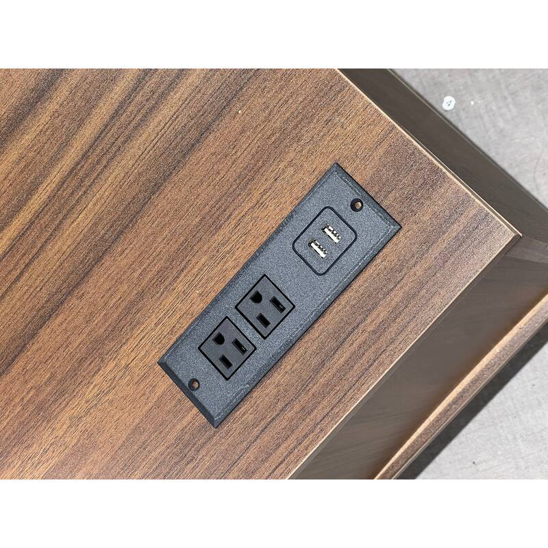 Boho Rattan TV Stand Media Storage Cabinets w/ Socket & USB Ports