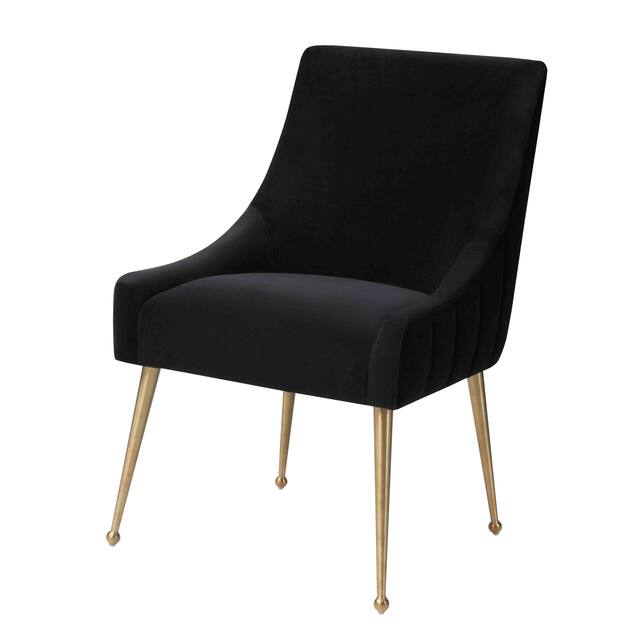 Irina Dining Chair Velvet Side Chair with Stainless Steel Leg - Black/Gold