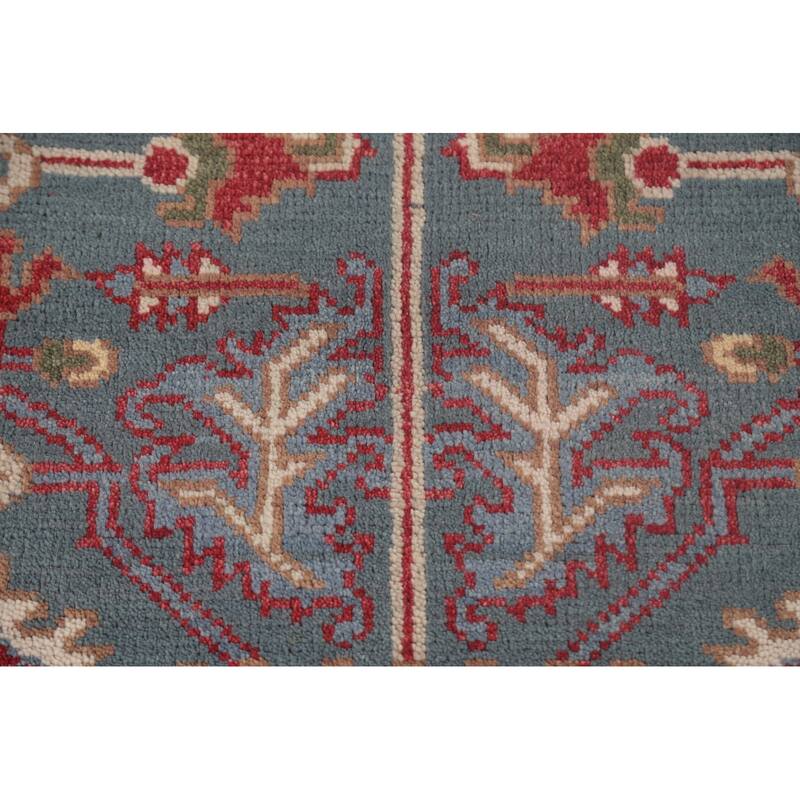 Oushak Area Rug Hand-Knotted Floral Wool Carpet - 8'0"x 9'10"