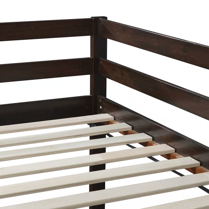 Solid Wooden, Rubber Wooden Twin Loft Bed with Ladder, Bed Platform of Strengthened Slats