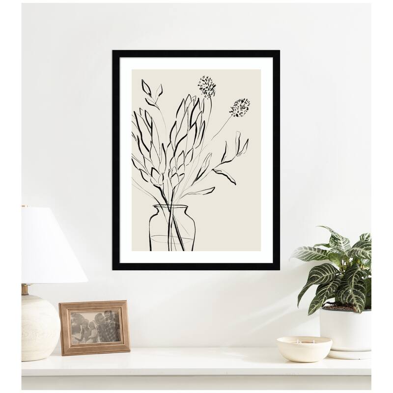 Kate and Laurel SB Protea Sketch No. 2 by Sara Berrenson Framed Wall Art Print