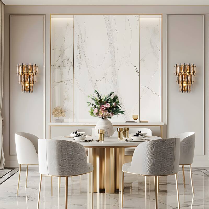 Modern Glam 3-Light Crystal Gold Wall Sconce Bathroom Vanity Lights - W 12.6" x H 15"