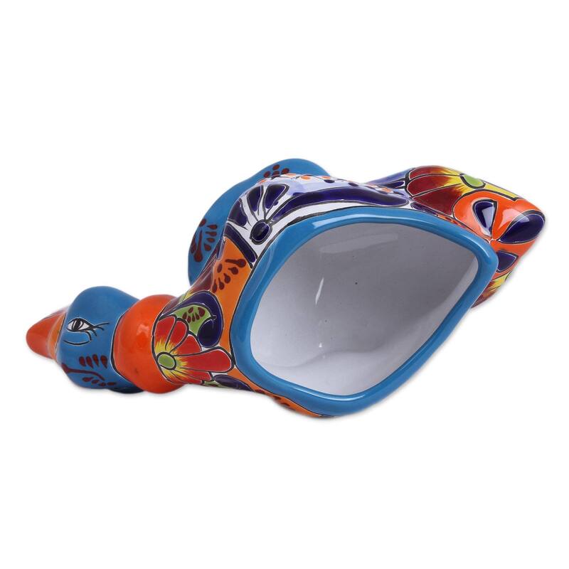 Novica Handmade Feeding Duck Ceramic Flower Pot