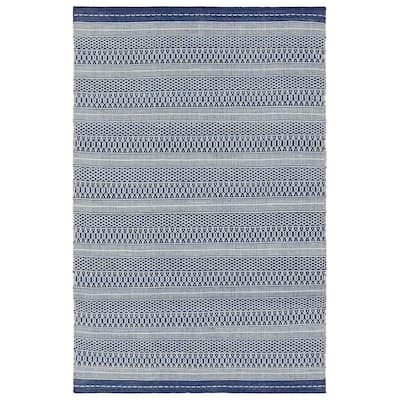 Trixie Handmade Indoor/Outdoor Striped Navy/Cream Area Rug