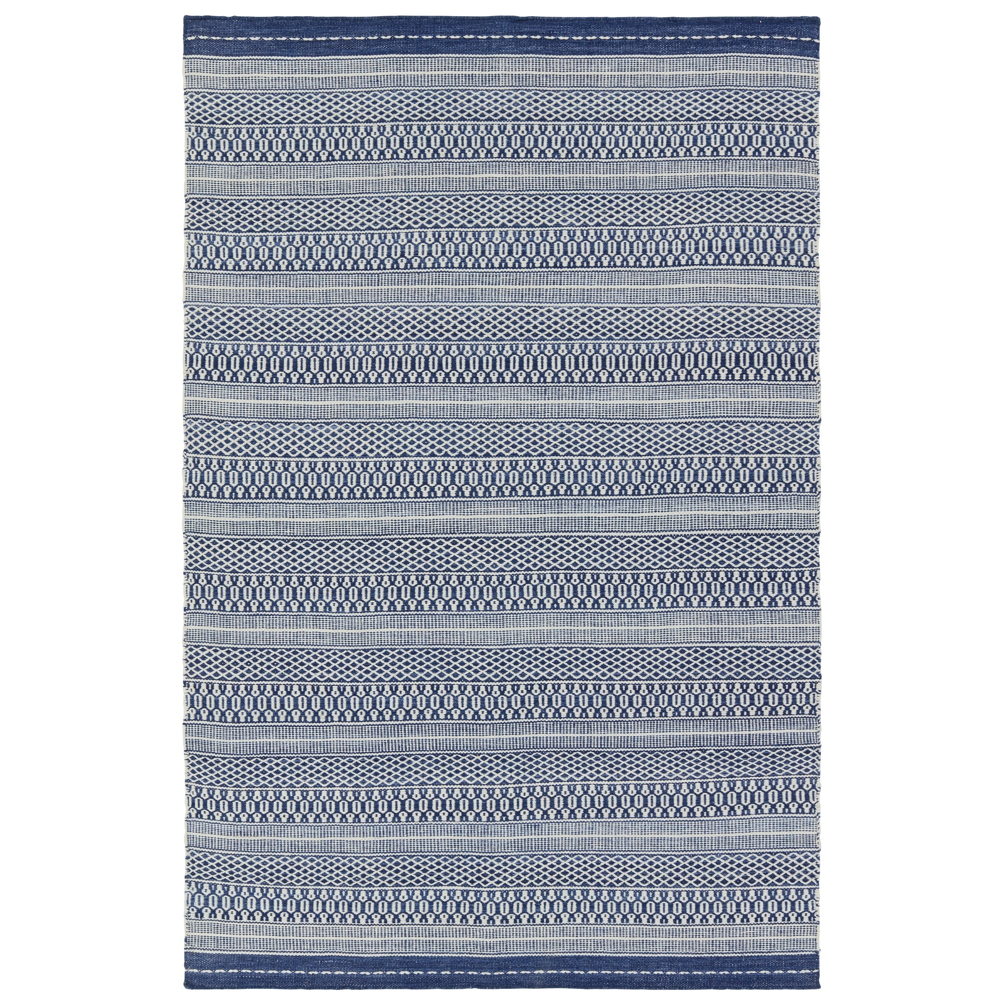 Trixie Handmade Indoor/Outdoor Striped Navy/Cream Area Rug