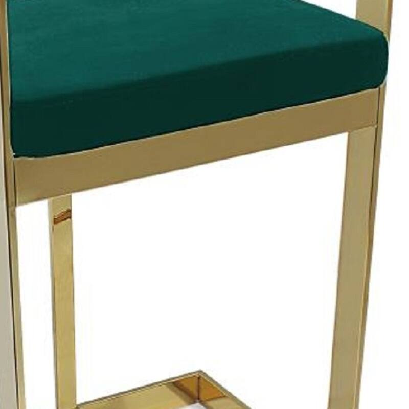HomeRoots 26" Green and Gold Velvet and Stainless Steel Backless Bar Height Bar Chair