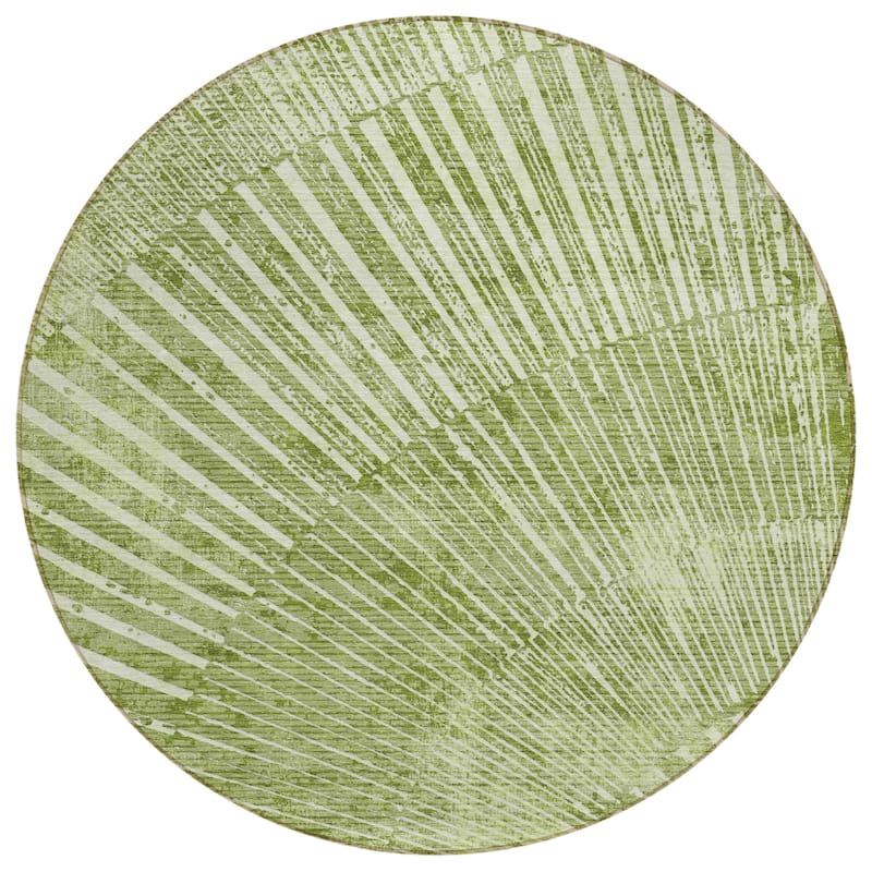 Machine Washable Indoor/ Outdoor Modern Fan Chantille ARug