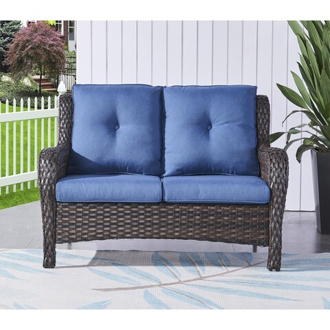 Rilyson Outdoor Patio Loveseat Sofa, Wide and Deep Seating