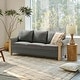 preview thumbnail 5 of 22, Zalma 81"W Farmhouse Nailhead Trimed Textured Striped Linen Sofa with Rolled Arms and Solid Wood Spindle Legs by HULALA HOME