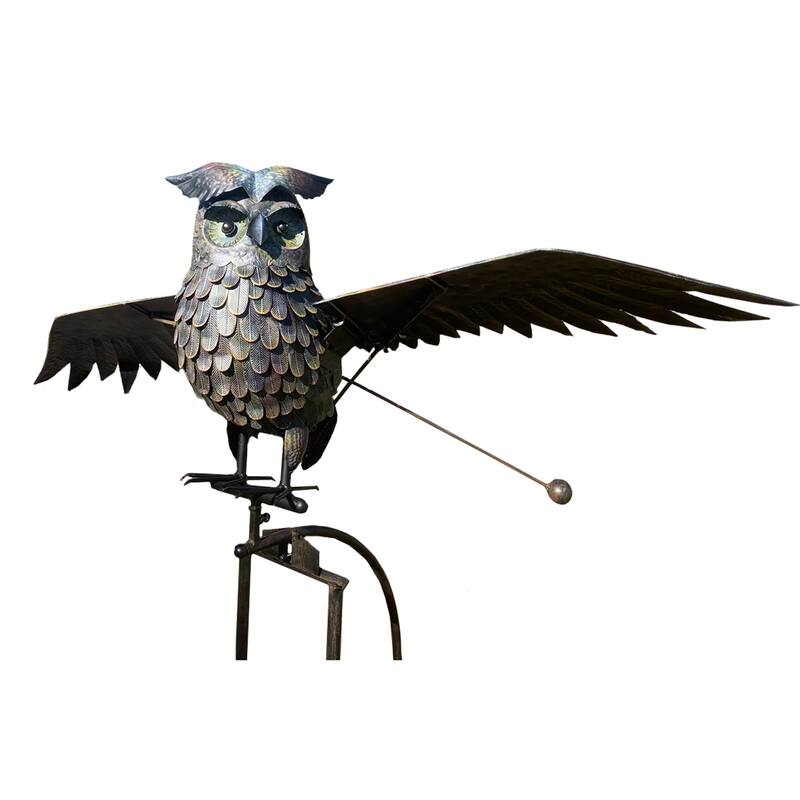 86" Black and Gray Realistic Antique Style Owl Rocker