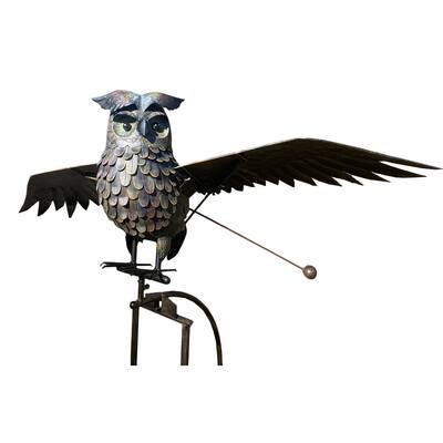 86" Black and Gray Realistic Antique Style Owl Rocker