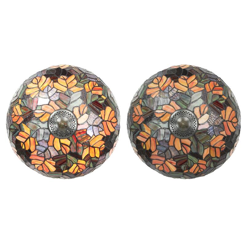 Copper Grove Autumn Leaves Stained-Glass 24.5-inch Tiffany-style Lamp - 16"L x 16"W x 24.50"H