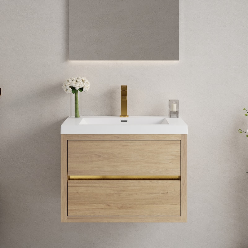 24"/30"/36"Wall Mounted Bathroom Vanity w/ Sink and Soft Close Drawers