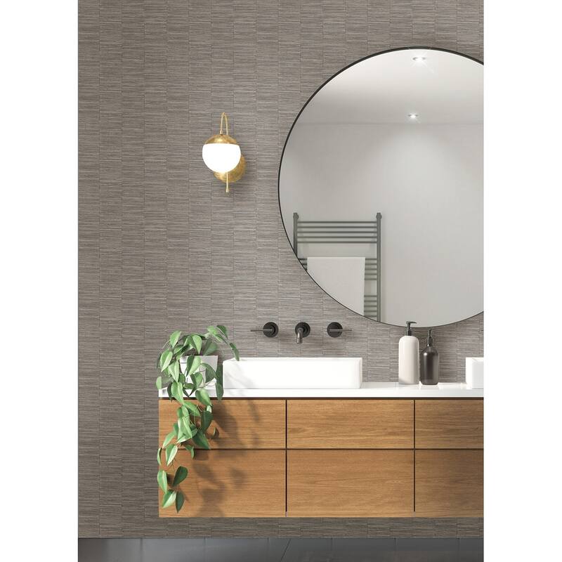 A-Street Prints Jenga Charcoal Striped Column Wallpaper