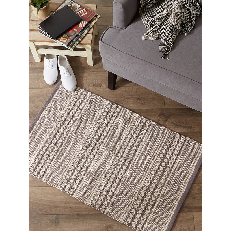 DII Stone Dobby Stripe Hand-Loomed Rug 2ft 6inx6 Ft - 36.0 In. L X 24.0 In. W X 0.2 In. H