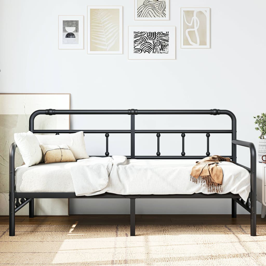 Metal Twin Daybed Frame, 2-in-1 Space-Saving Sofa Bed for Living Room, Guest Room