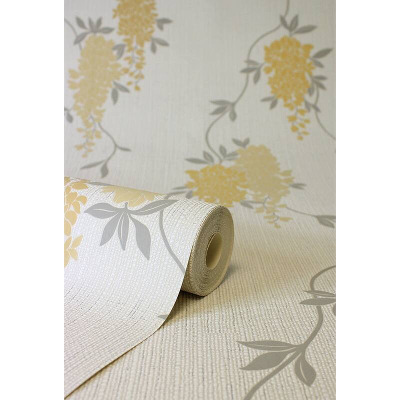 Fine Decor Aisla Yellow Wisteria Wallpaper