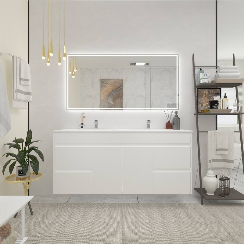CB HOME Bathroom Mirror with Lighted, LED Wall Mounted Anti-Fog Bathroom Vanity Mirror, Backlit&Front Lighted,Frameless,Dimmable