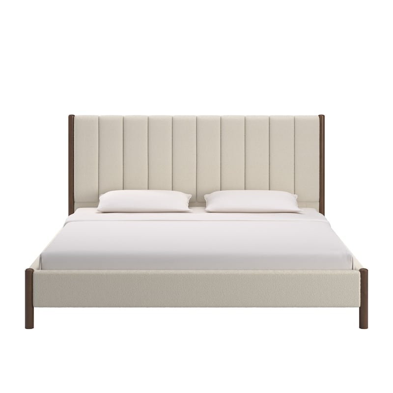 Eldra Cream Boucle Upholstered Platform Bed by iNSPIRE Q Modern
