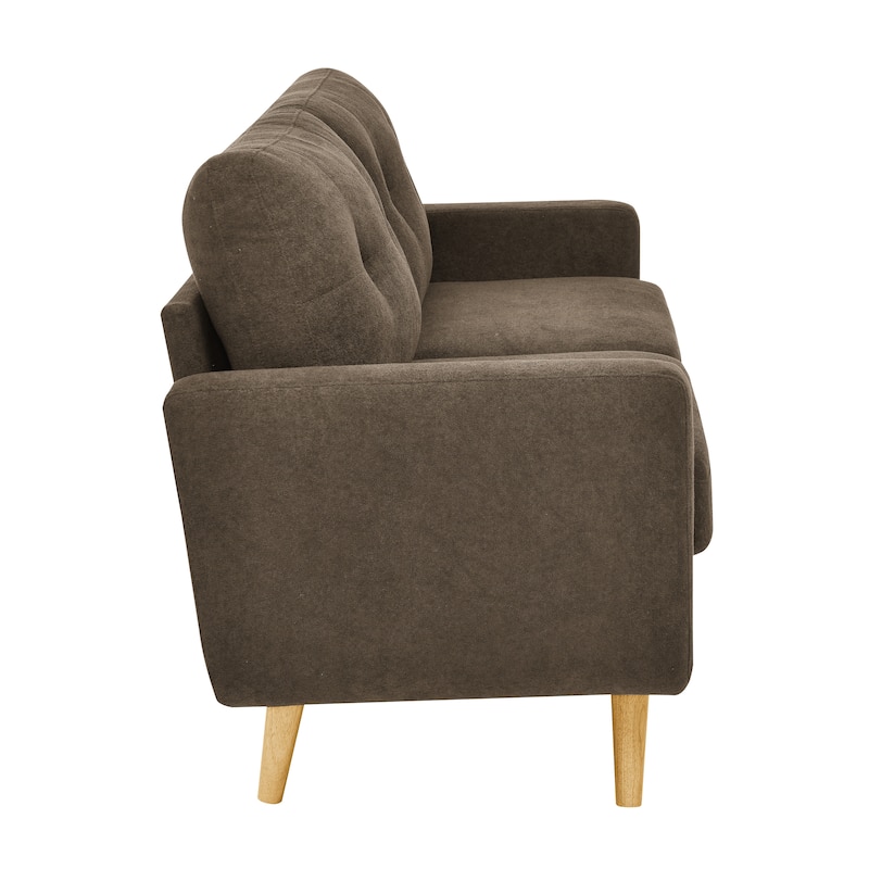 67.7" Wide Mid-Century Modern Upholstered Tufted Loveseat Sofa With Wooden Legs