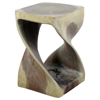 Haussmann® Original Wood Twist Stool 10 X 10 X 16 In High Grey Oil - 10" x 10" x 16"