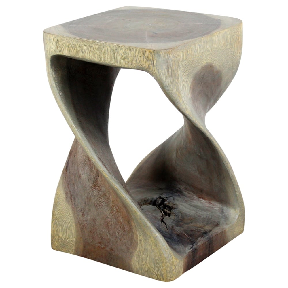 Haussmann® Original Wood Twist Stool 10 X 10 X 16 In High Grey Oil - 10" x 10" x 16"