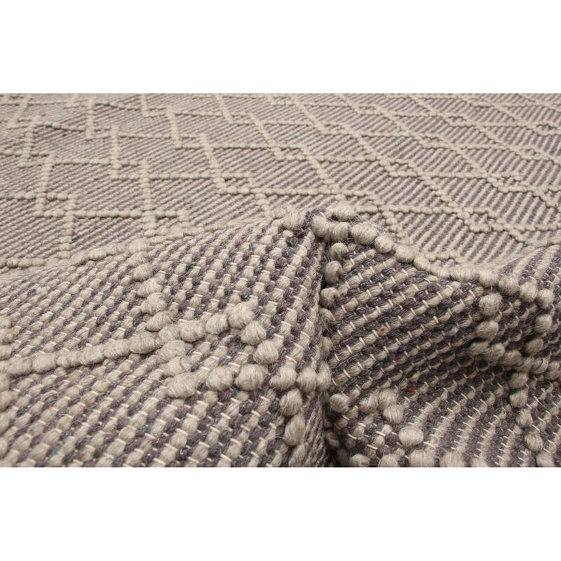 ECARPETGALLERY Braid weave Sienna Grey Wool Rug - 5'1 x 8'2