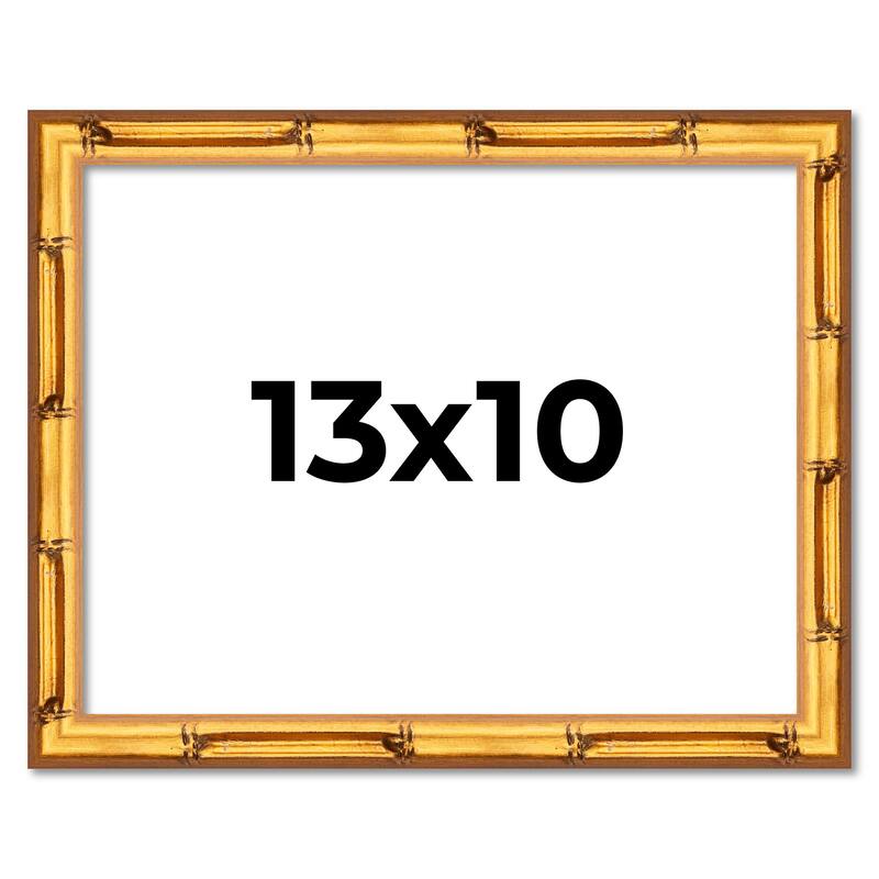 13x10 Frame Gold Bamboo Picture Frame Modern Photo Frame Includes UV Acrylic Shatter Guard Front Acid Free Foam Backing Board