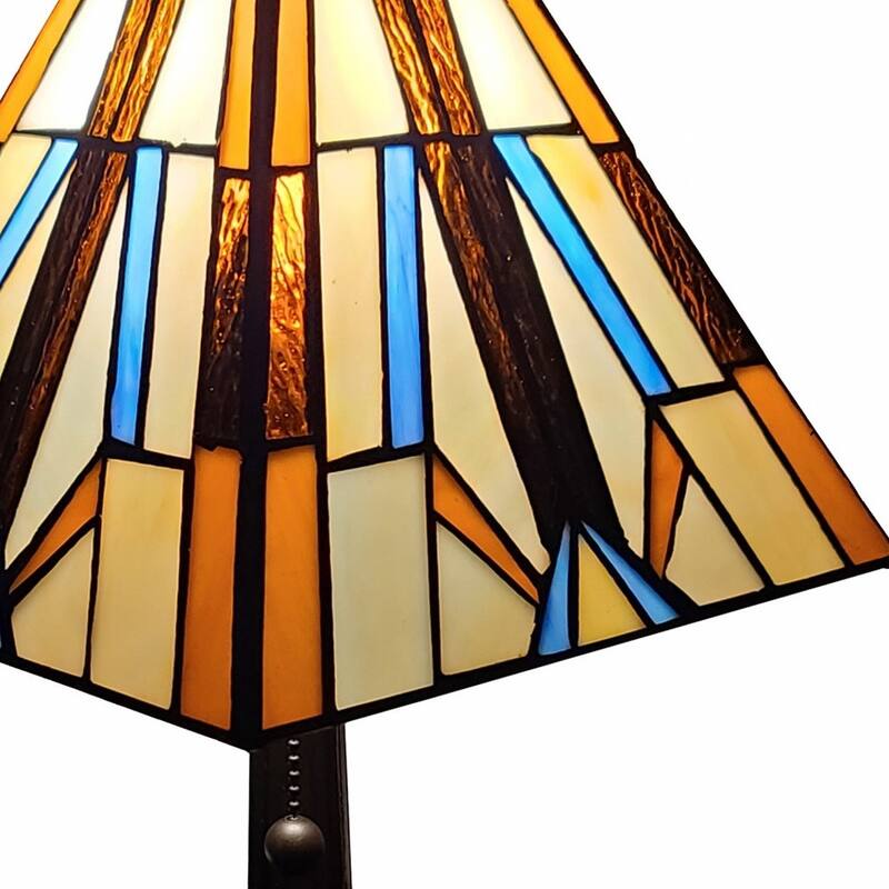 HomeRoots 16" Tiffany Style Mission Style Squared Shade Table Lamp - 14