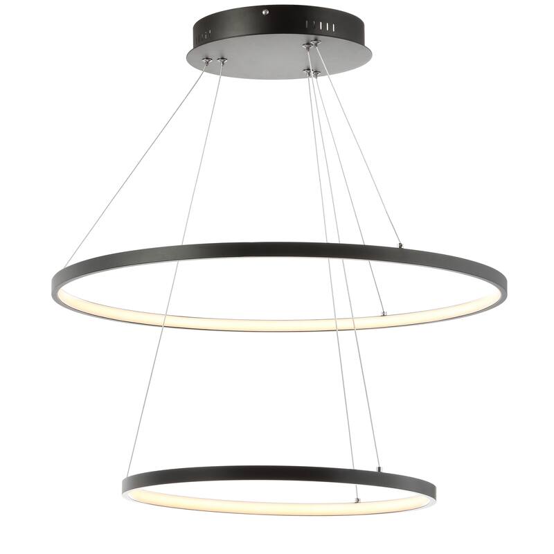 Kinsley Modern Bohemian Iron Integrated LED Pendant by JONATHAN Y - 24" - Matte Black