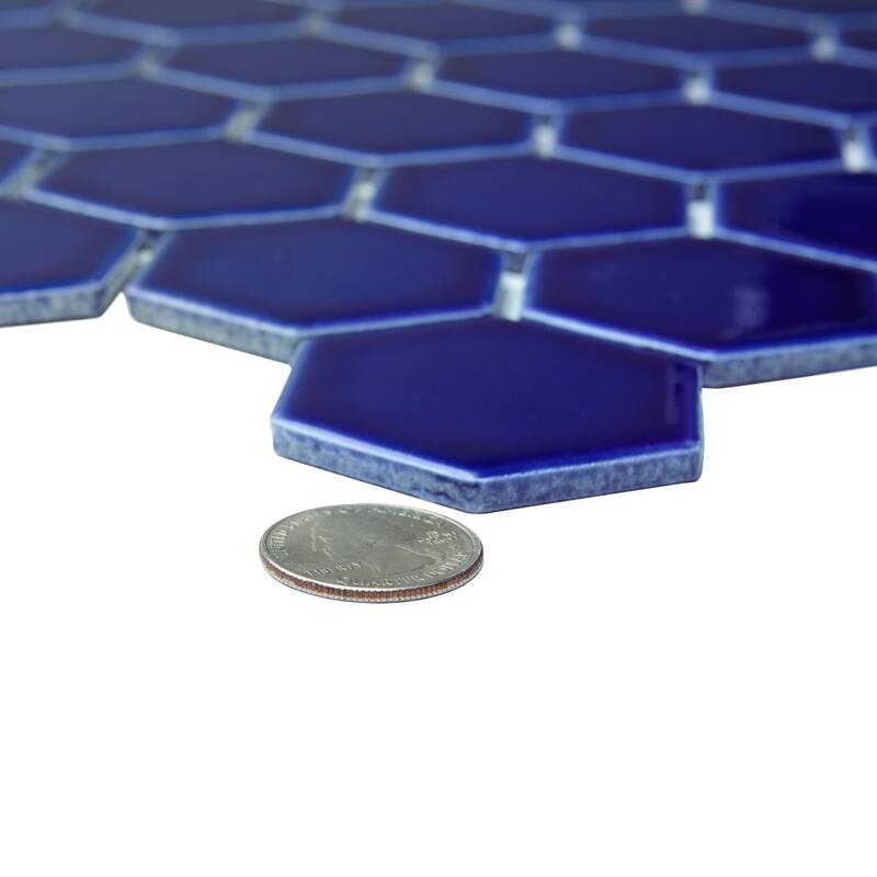 Merola Tile Metro Ion 2" Hex Sapphire 11-1/8" x 12-5/8" Porcelain Wall Tile