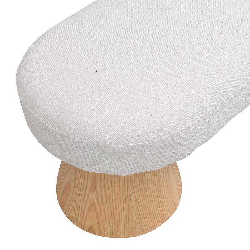 Dining Bench,Upholstered Bedroom End of Bed Entryway Bench Fabric Ottoman,Beige Stool Top Wood Leg 300 LBS Weight Capacity